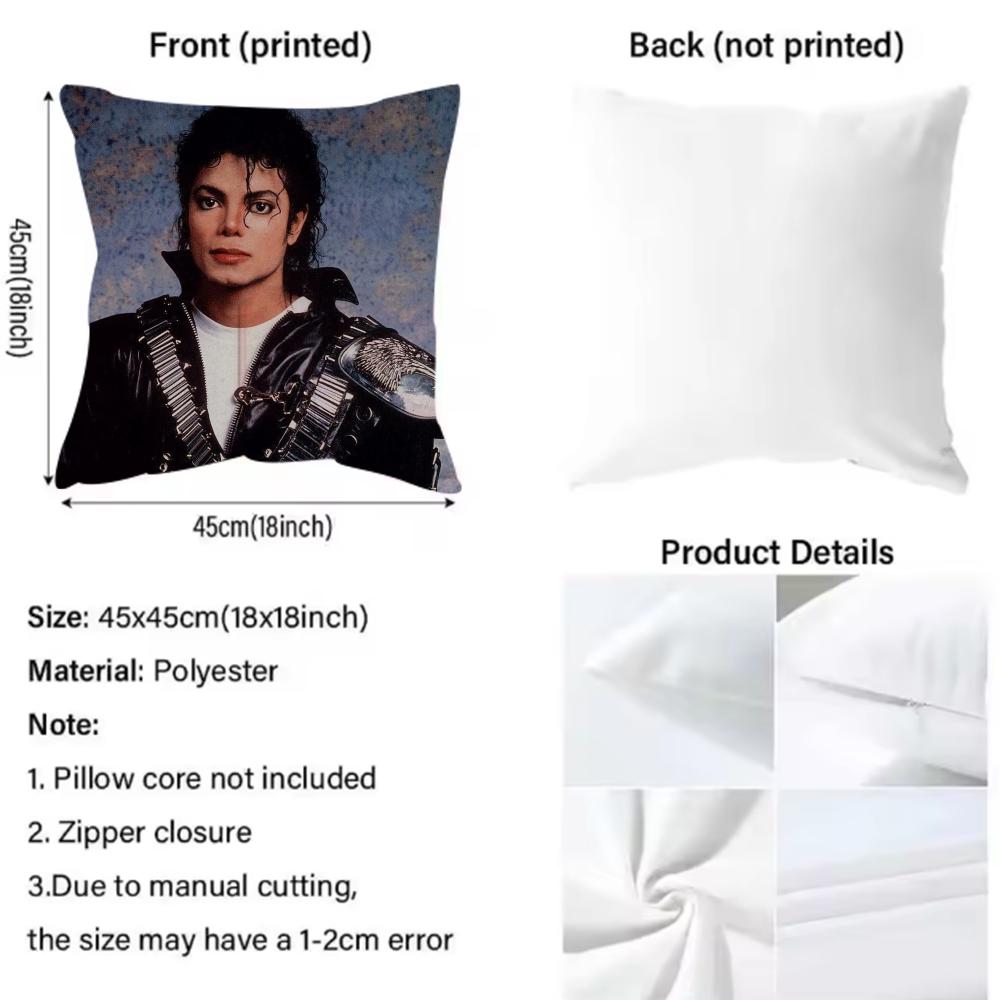 M-Michael Jackson Classic Singer Cushion Cover Pattern Printed Pillowcase for Living Room Sofa Cushion Cover & Bedroom Decor