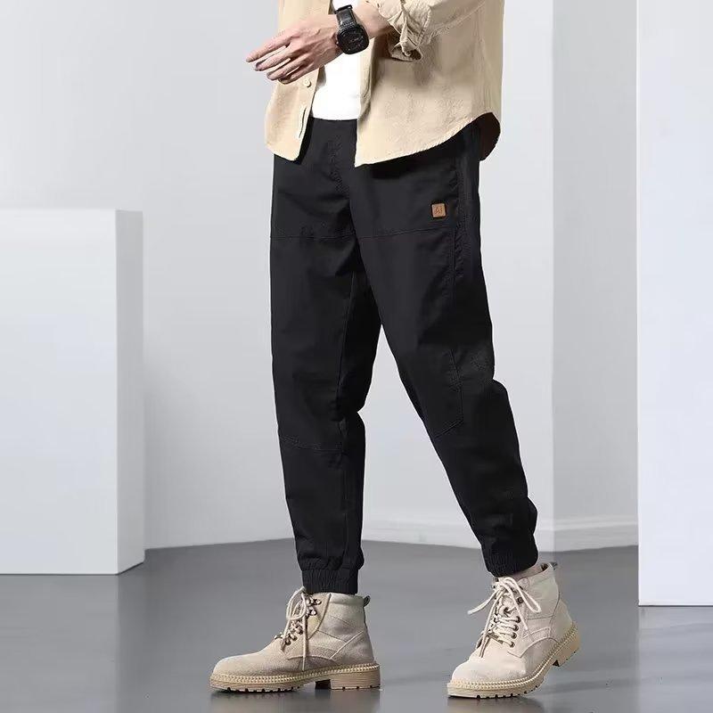 

Overalls Men s Spring and Autumn New Leggings Trendy Brand Pleated Comfortable Casual Pants Men M чёрный