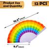 Hananona 12 Pcs Rainbow Folding Fans Colorful Hand Held Fan, Rainbow Party Decoration, LGBT Pride Month Fans Hand Folding Fans for Women/Men