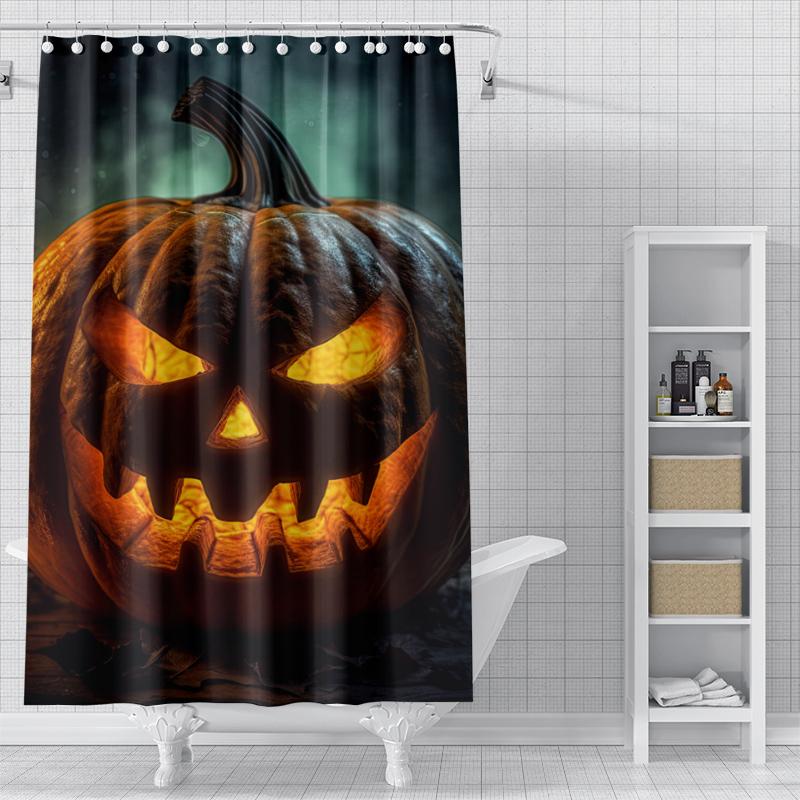 Home Shower Curtains for Bathroom Waterproof Fabric Modern Nordic Style Living Room Curtain Halloween Autumn Pumpkin Decoration
