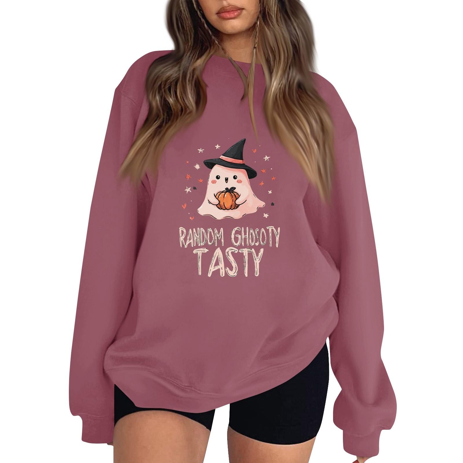 

Женский пуловер с заниженной линией плеча, спортивный свитшот с принтом на Хэллоуин L