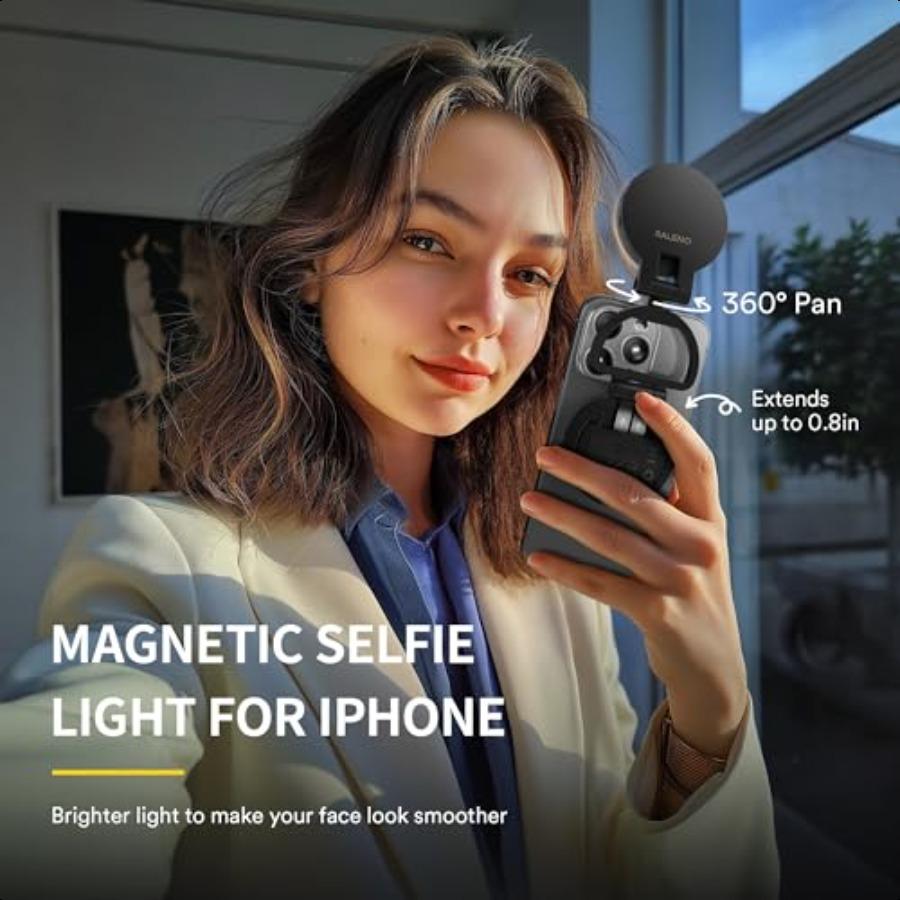 

Магнитный свет для селфи RALENO для MagSafe iPhone, телефонный свет с магнитным креплением, трансформируемая подставка для селфи, TikTok, влогов, Zoom United States