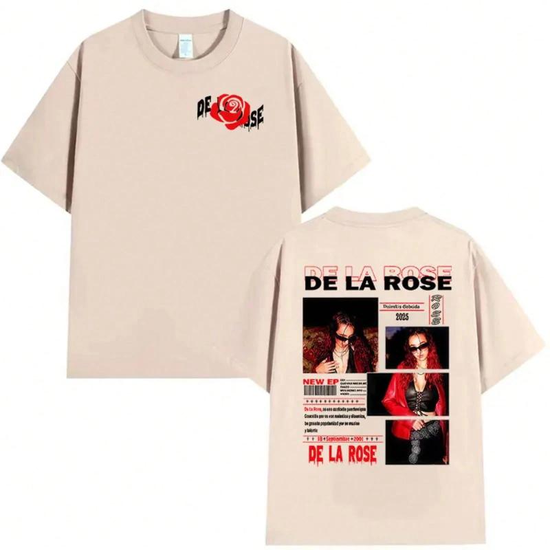 De La Rose tour album graphic Tshirt unisex Harajuku style shortsleeved Tshirt retro loosefitting pure cotton Tshirt