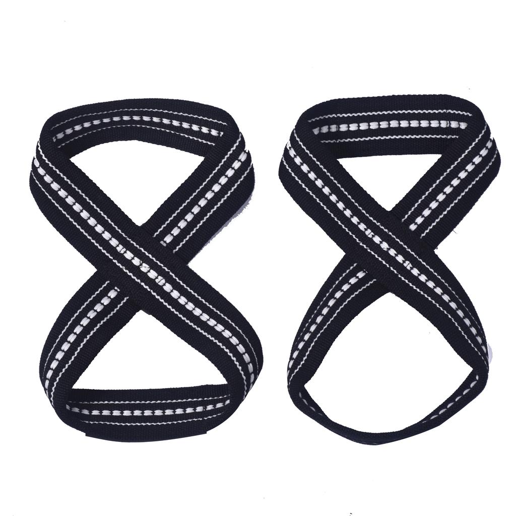 Custom Logo High Quality Soft & Adjustable Cotton Polyester Material Fitness Safety Figure Eight Weightlifting Straps
