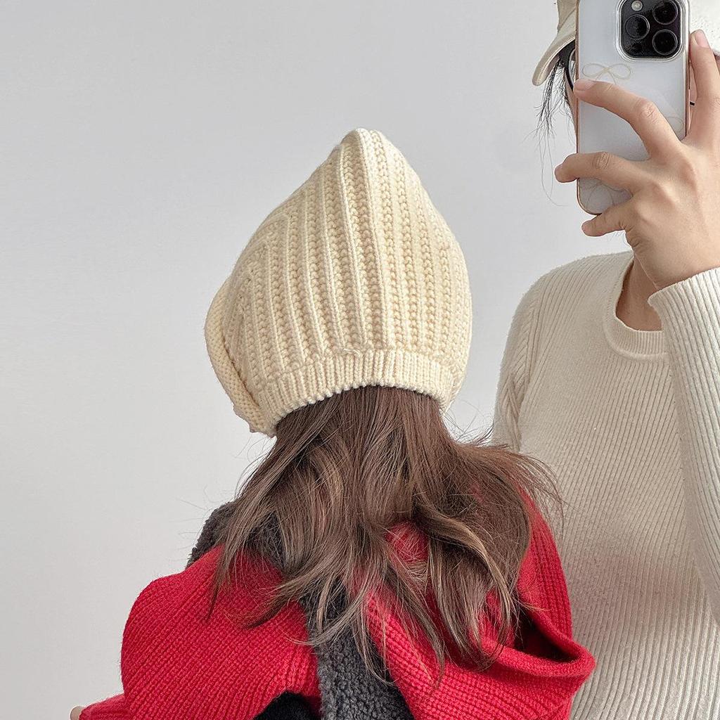 Koreański Styl Zimowa Czapka Wełniana z Koronką dla Malucha - Grubo Dziana, Wiązana, Ochrona Uszu
