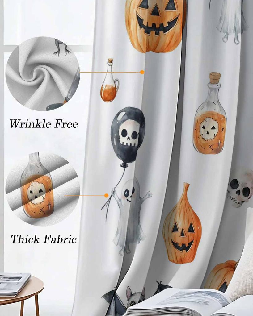 Modern Window Curtains for Living Room Halloween Pumpkin Ghost Curtains for Child Bedroom Kitchen Decor Blinds Drapes