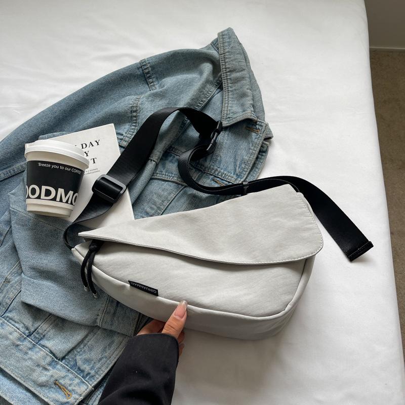 Wind Casual Versatile Canvas Bag Crossbody Bag Female College Student Class Commuter Large Capacity Dumpling Bag серый