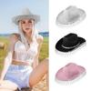 Rhinestones Tassels Cowboy Hat for Women Teens Breathable Wide Brim Beach Hat Music Festival Hat Bachelorette Party Cap