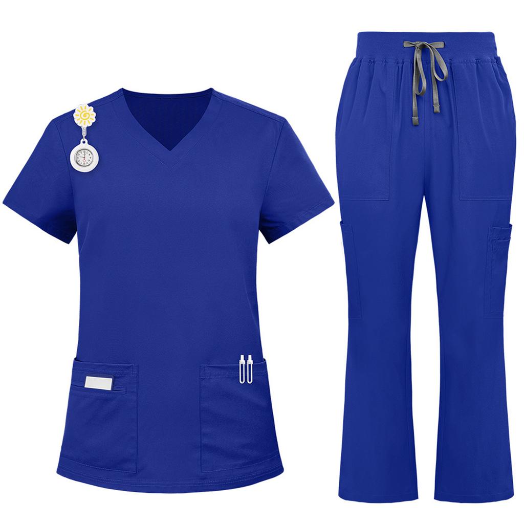Ladies' Comfortable And Casual Solid Color Short Sleeved Pants Protective Suit Set