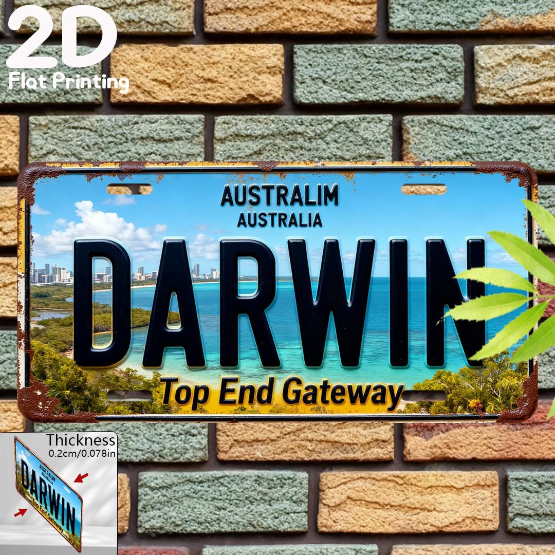 

D Flat Pack Vintage Darwin Australia Plaque D Flat Printing x Inches Decorative Wall Hanging Top Portal Sign E 15x30cm(5.9x7.8inch)