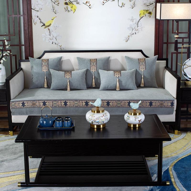 

Китайская высококачественная твердая древесина китайская диванная подушка Four Seasons универсальный диванный чехол ткань нескользящая диванная подушка 70x70cm серый