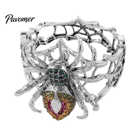 Personalized Daily Accessory Vintage Rhinestone Spider Bracelet, Gothic Punk Adjustable Stretch Bangle Creative Shape for Men Women, Mysterious