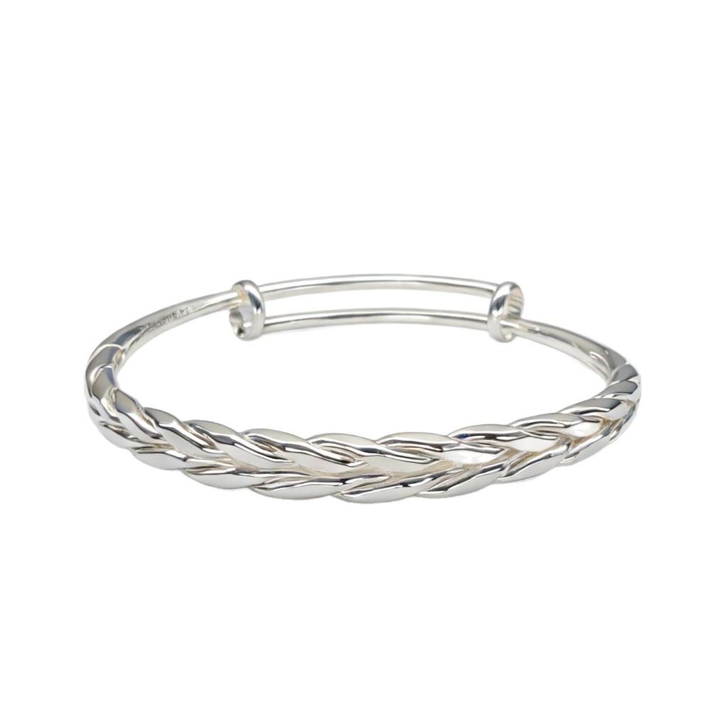 Wheat Ear Adjustable Bangle: Stylish Solid White Copper Women's Bracelet - Perfect Niche Gift