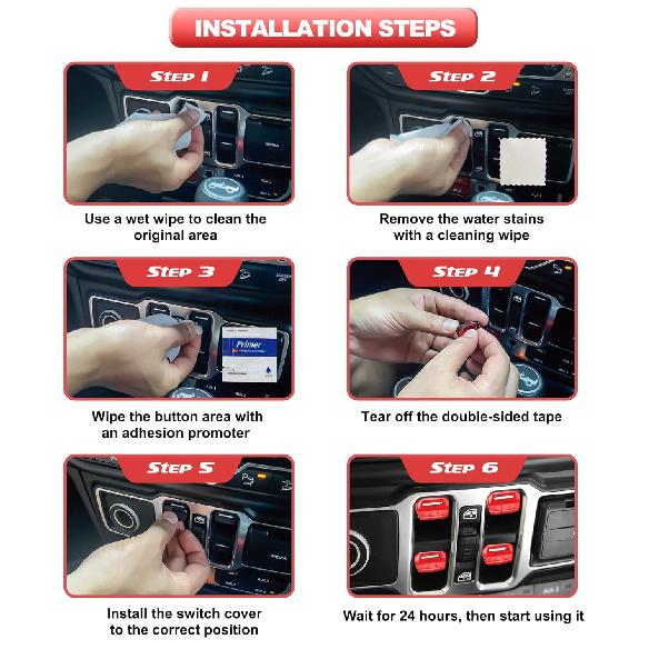 Fits for JL Jeep 4 PCS Upgrade Window Switch Button Cover Compatible with Jeep Wrangler JL JLU 2025 2024      2018 & Gladiator JT -2025 Interior