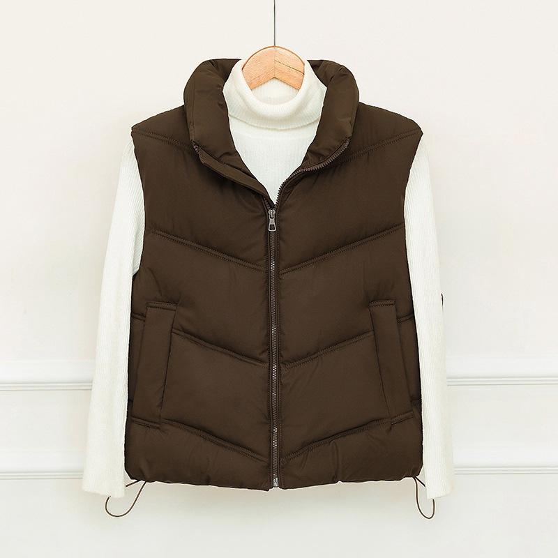 Women's Cotton Clothes Vest New Stand-up Collar Sleeveless Small Short Vest Pressed Rubber Vest