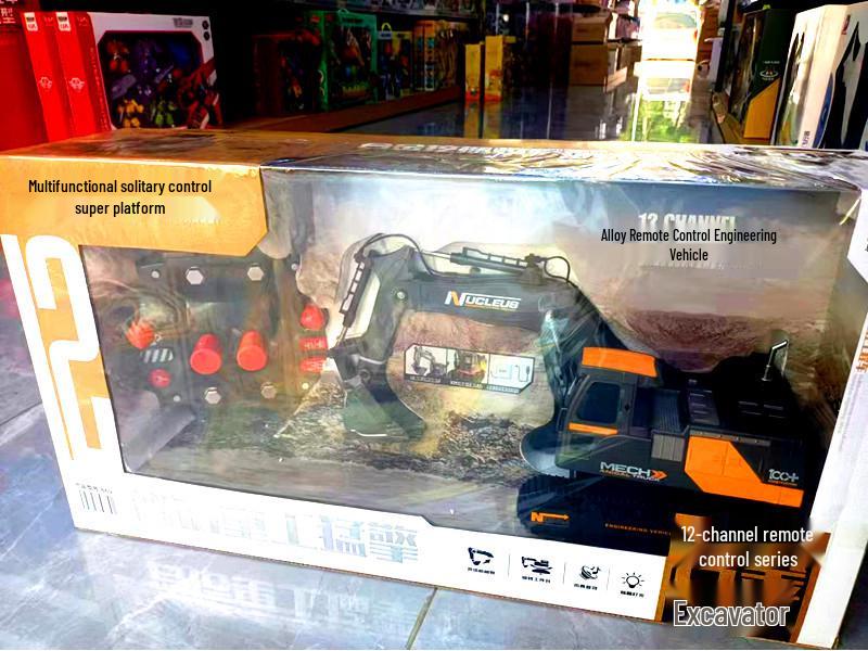 Extra Large Remote Control Excavator Toy with Flashing Lights & Sounds - Gift Box Set