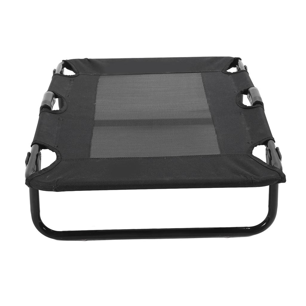 Folding Pet Bed Center Cooling Mesh Steel Frame Elevated Cat Dog Bed for Home and Outdoor Black