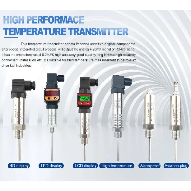 PT100 Temperatursensor -50-200C zu RS485 4-20mA 0-10V 0-5V Temperaturumwandler 0-100C 304SS Sonde DC24V PT100 Sensor