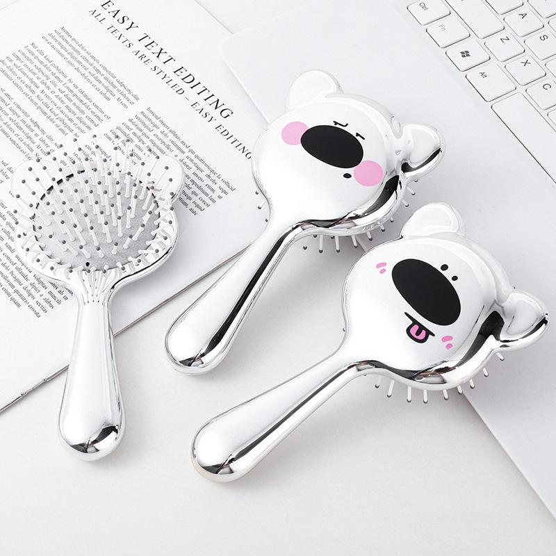 Electroplated Silver Massage Comb with Folding Mirror and Anti-Static Air Cushion – Student Girl Ins Style