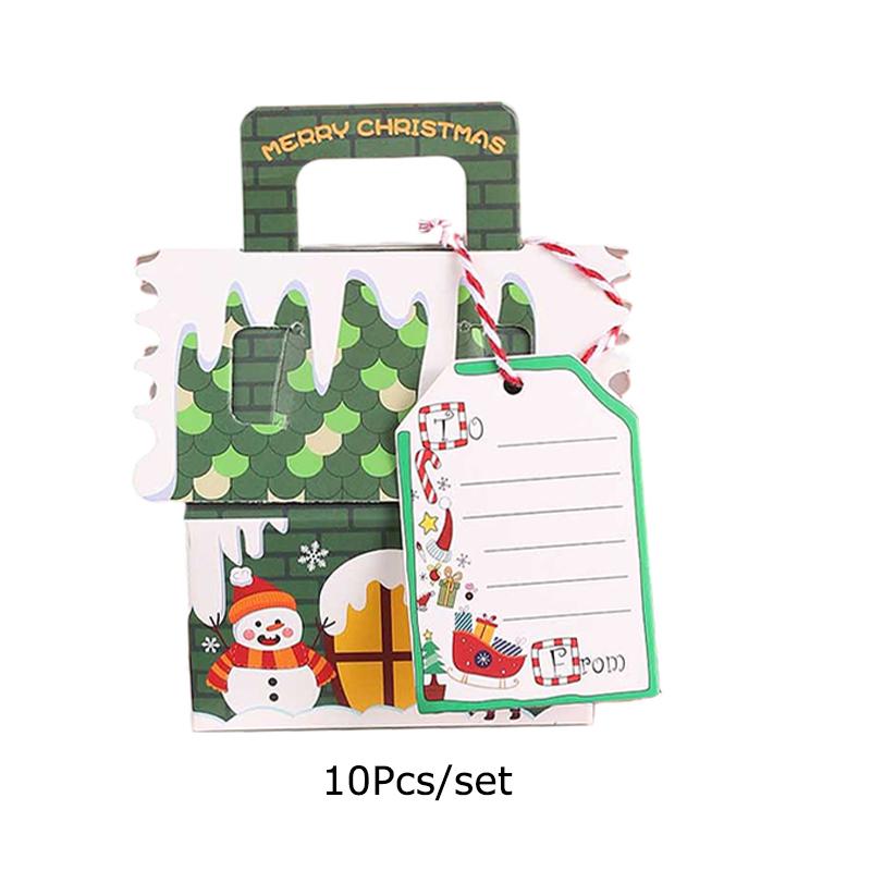 

10 шт. набор рождественских пряничных домиков рождественская крафт-бумага подарочная коробка коробка для конфет европейская праздничная атмосфера 10pcs
