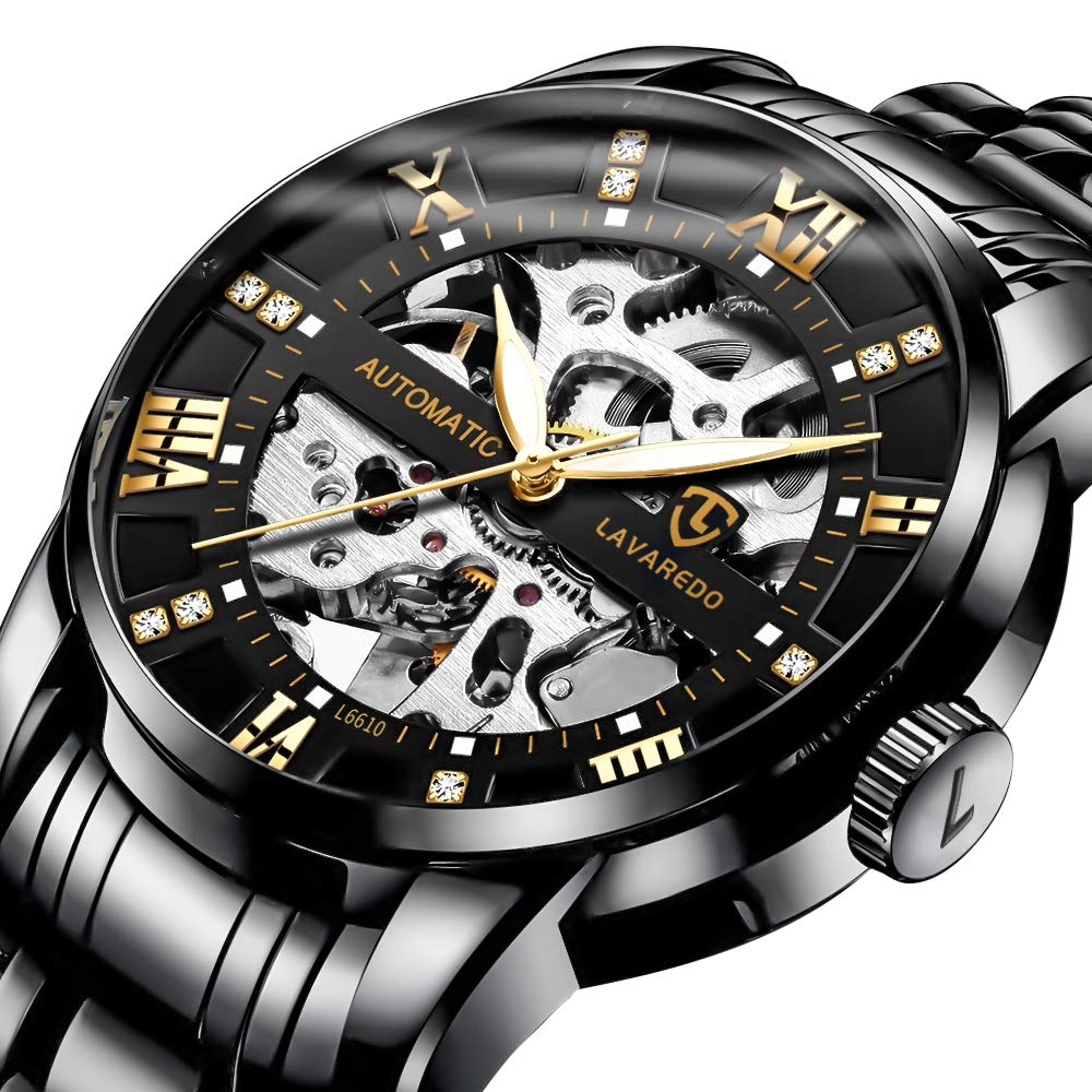 Tevise Men s Skeleton Mechanical Watch Silver Stainless Steel Luxury Waterproof Luminescent Diamond Roman Numerals Dial Gold Blue