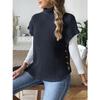 Damen Frühling Herbst Pullover und Sweater Weste Seitenknopf Dekoration Rollkragen Lässige Gestrickte Tanktops