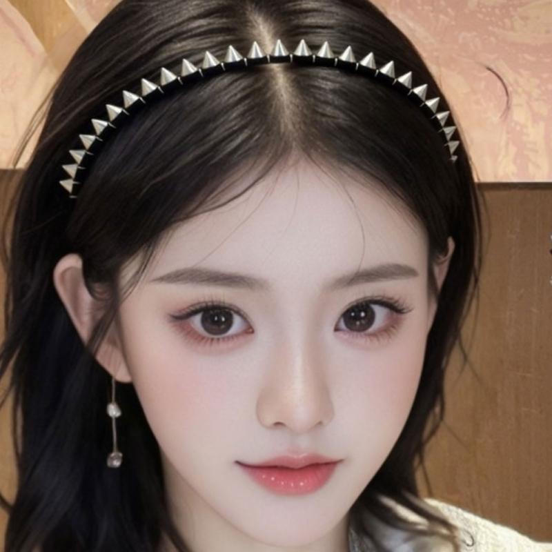 Edgy Spiked Silver Headbands Unisex Punk Rock Hair Accessory For Concerts Daily Outfits