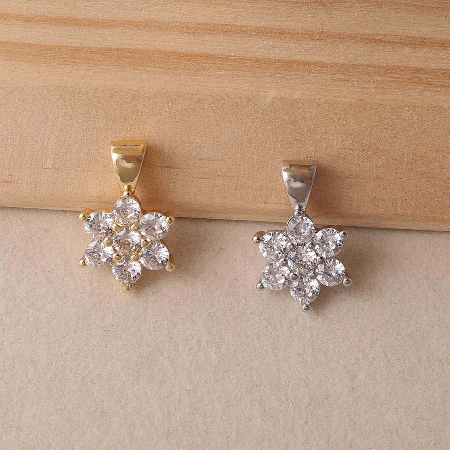 Two-Tone Gold & Silver Snowflake Pendant with Full Diamonds - Delicate DIY Jewelry Accessory for Collarbone Chain