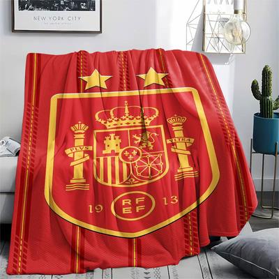 Spain Printed Flannel Blanket, Soft Throw for Bedroom Sofa, Washable, Fan Merchandise, Great Gift.