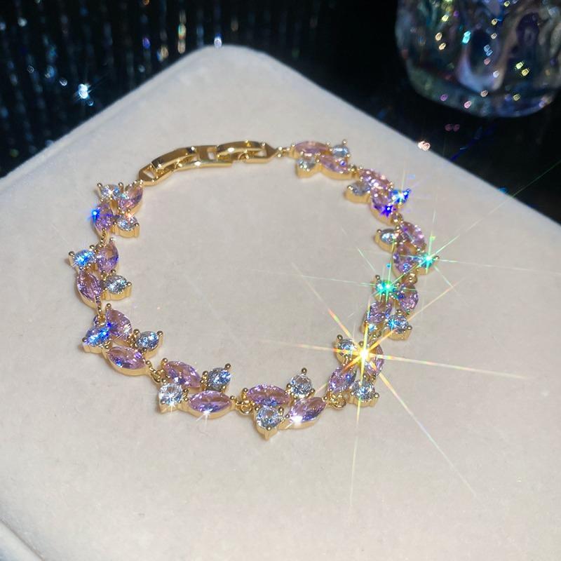 K real gold electroplated sparkling zircon geometric bracelet light luxury high-end exquisite bracelet fashion design jewelry
