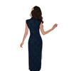 Improved cheongsam sleeveless stand-up collar blue jacquard high-end atmospheric retro Republic of China style slim dress can be worn every day