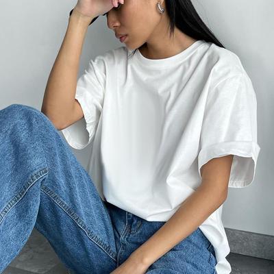 Spring and Summer Solid Colour Short-sleeved Women Loose Cotton T-shirt Versatile Simple Tops