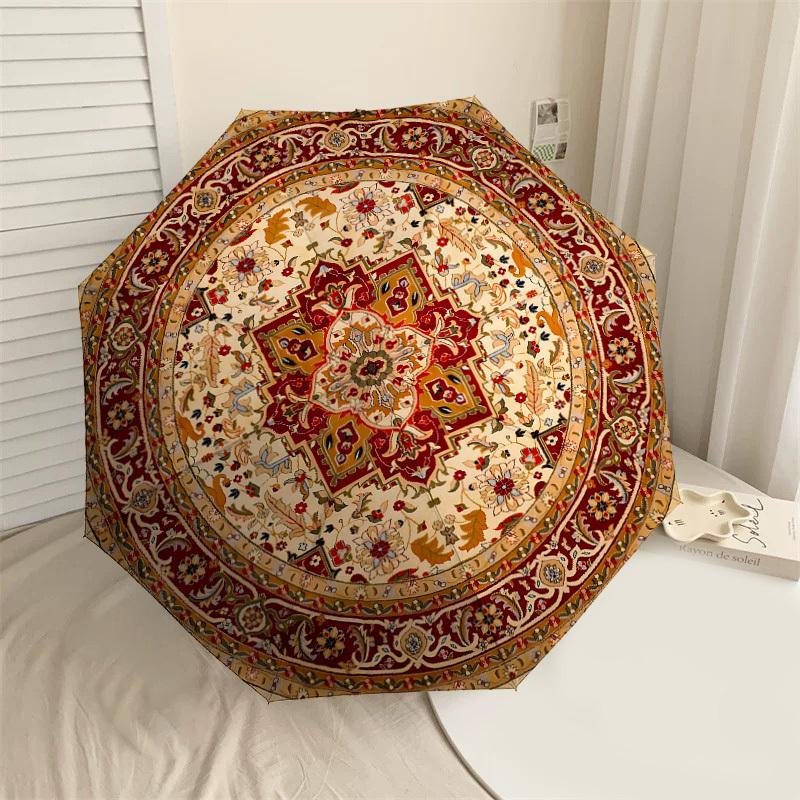 

1PC rug pattern Umbrella-8-Rib Reinforced, Automatic Open, Lightweight & Durable, Cute Fashion Accessory for Outdoor-F2664