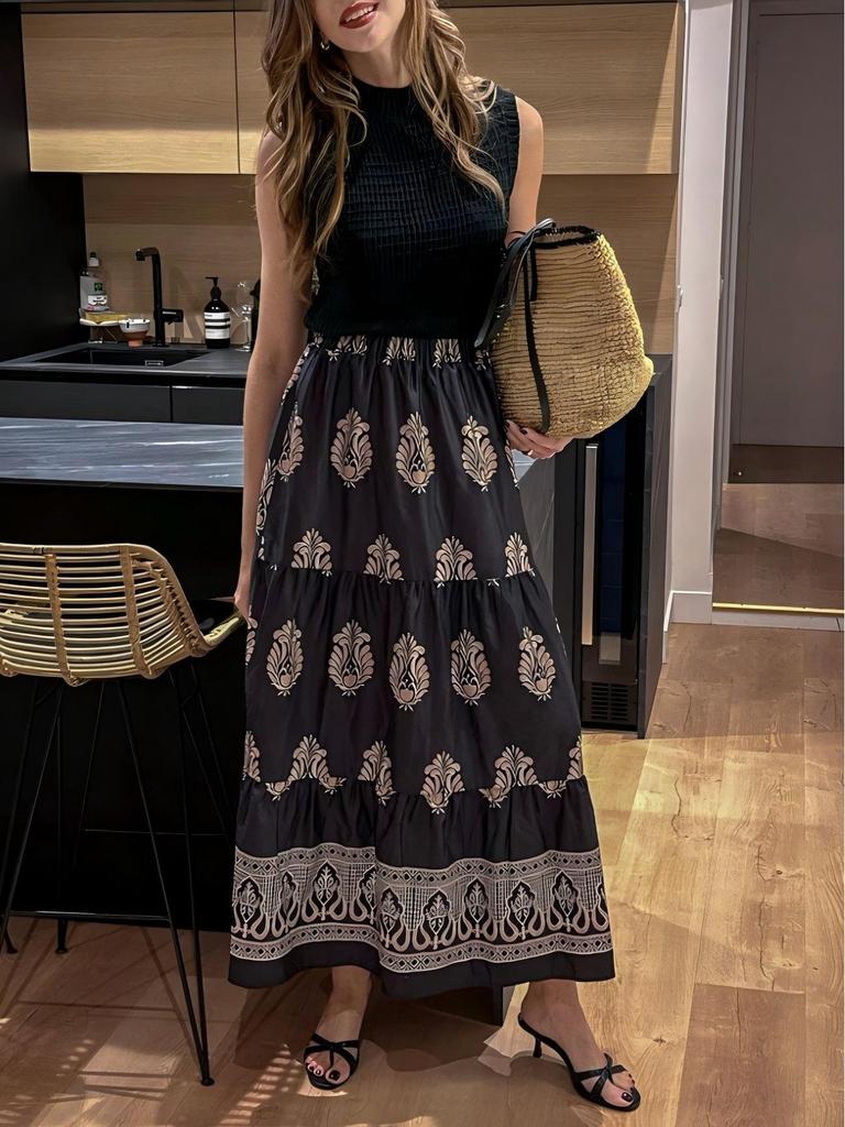 Bohemian Floral High-Waisted A-Line Skirt for Women - Casual Spring/Summer Beachwear