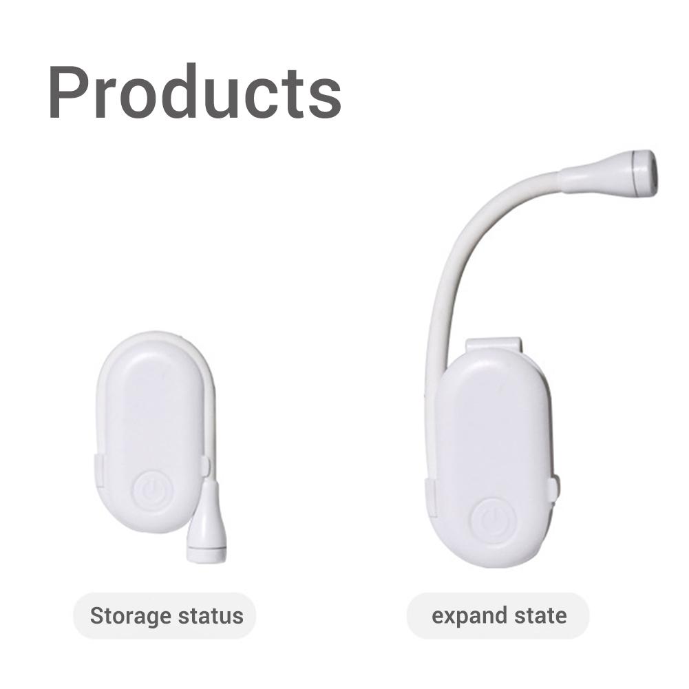 ABS Mini Rechargeable Reading Light Eye-Care Reading Light For Books In Bed Flexible Gooseneck Clip On Light For Book Lovers