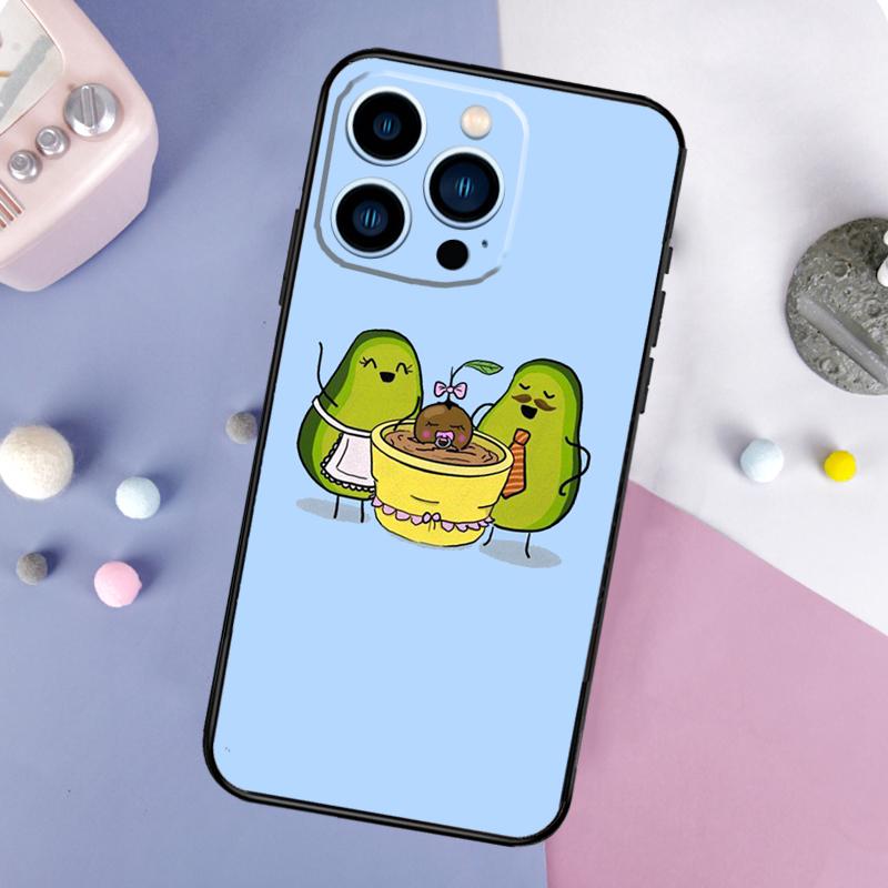 Cute Avocado Phone Case For iPhone 17 Pro Max 15 13 12 11 14 16 Pro Max Plus Mini 16e 17 Air Back Cover