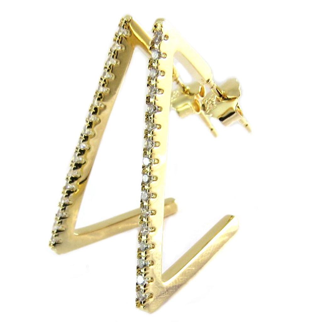 Les Trésors De Lily [P6882] - White Gold Plated 'Goddess' Hoop Earrings (triangles) - 30x30 Mm