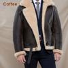 Men Winter Coat Motorcycle Jackets Thicken Coat Vintage Fur Coat Leather Jacket Cashmere Padded