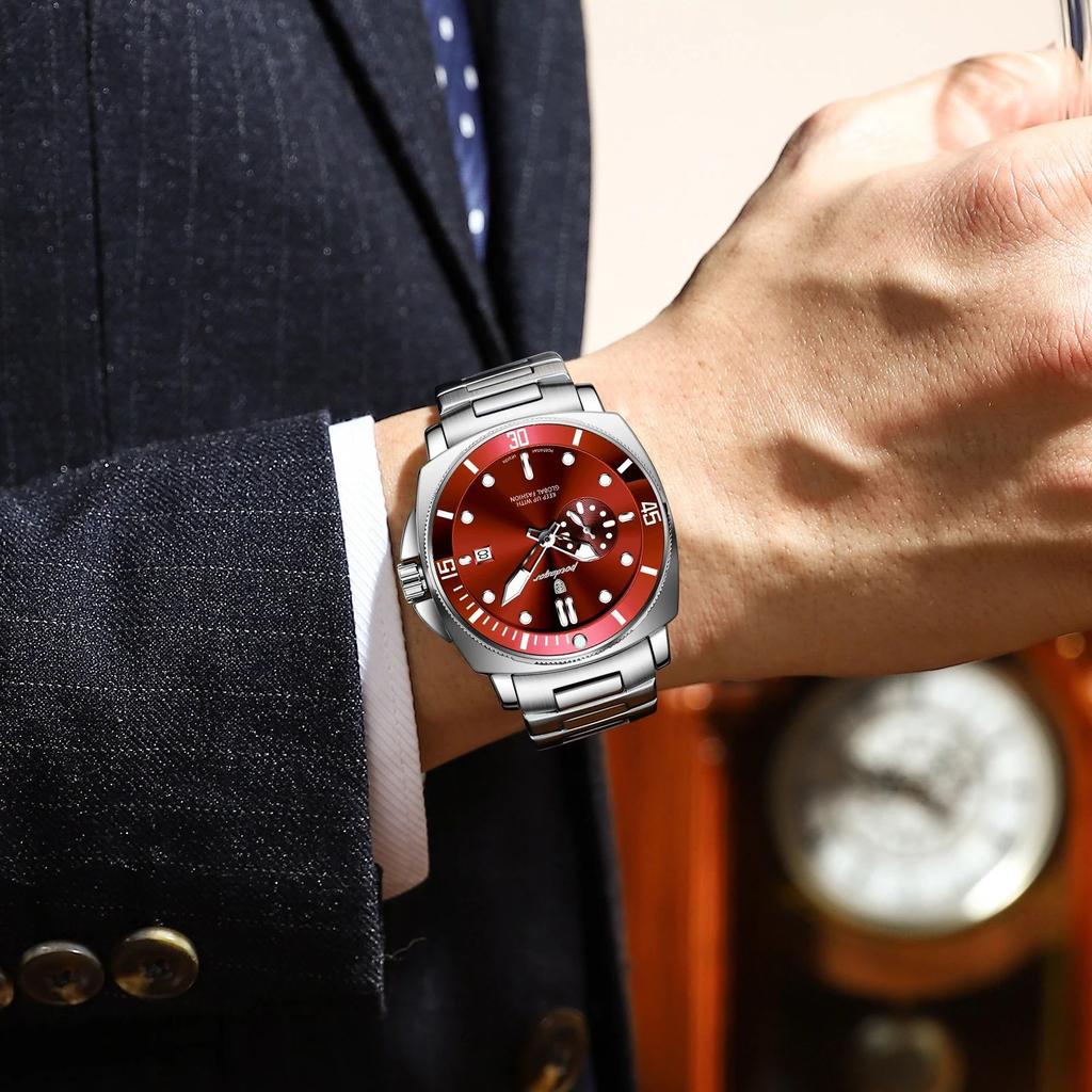 Luxusní Trendy Pánské Hodinky Voděodolné Svítící Datum Nerezová Ocel Pánské Hodinky Quartz Obchodní Pánské Hodinky Reloj