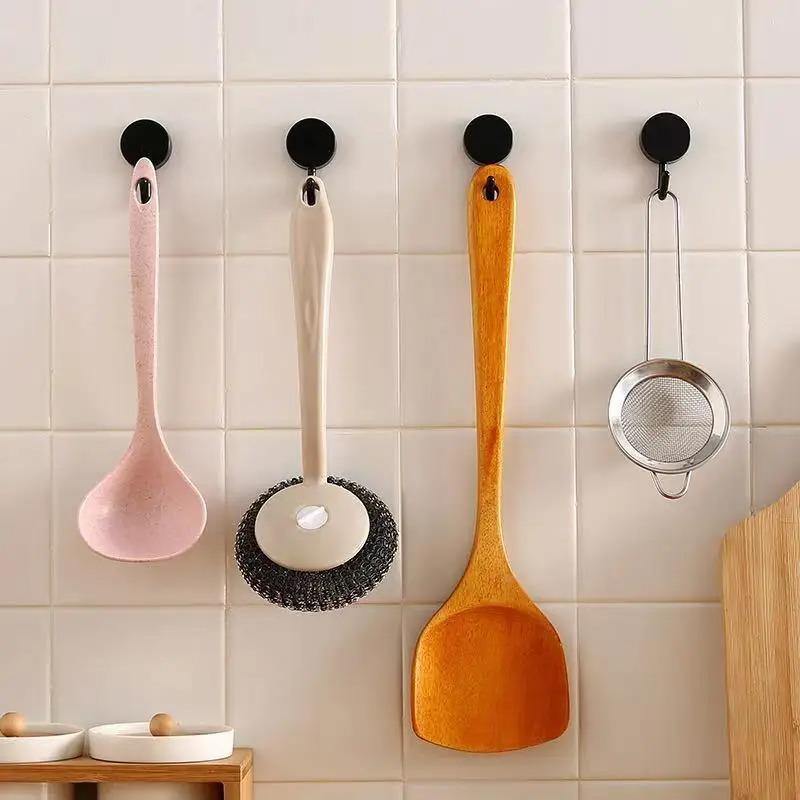 Self Adhesive Wall Hook Strong Without Drilling Coat Bag Bathroom Door Kitchen Towel Hanger Hooks Home Storage Accessories