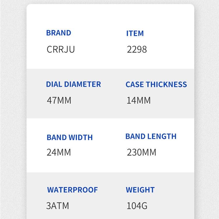 CRRJU-2298 New Men's Watch Casual Personality Watch Fashion Popular Student Watch