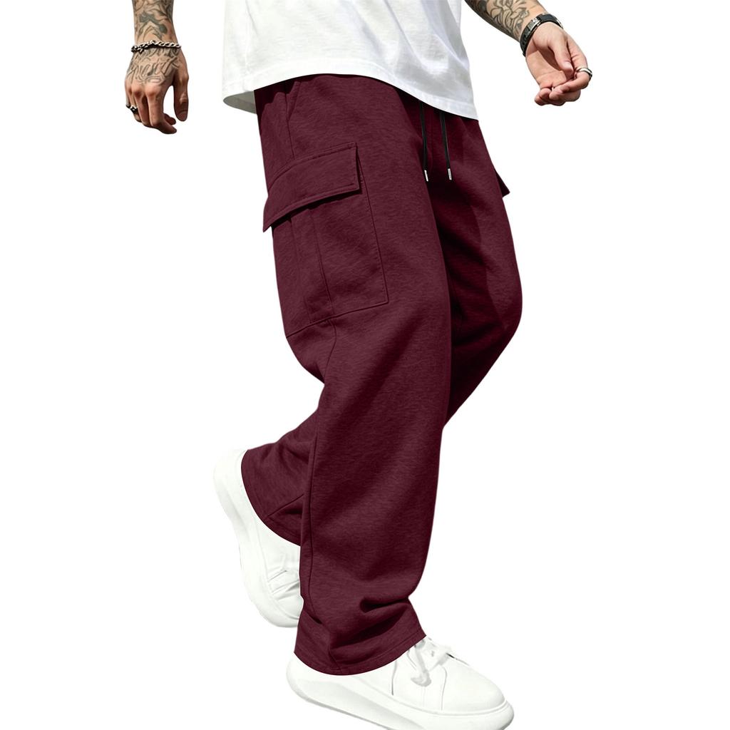 Men's Loose Fit Cargo Sweatpants with Elastic Waist Straight Leg Casual Athletic Pants