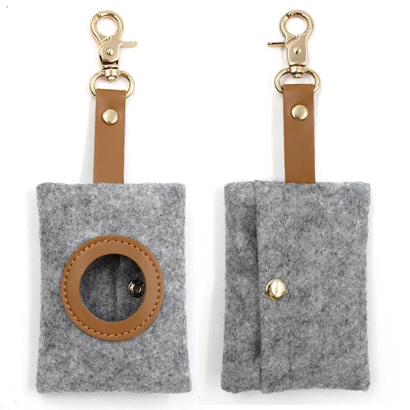 Portable Pet Dog Poop Bag Dispenser Felt Waste Garbage Bag Holder Outdoor Puppy Pick-Up Bags Carrier