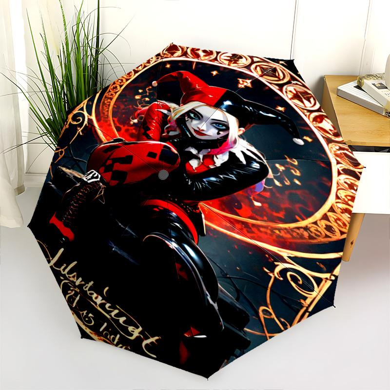 Harlequin Queen'S Grin Folding Umbrella Durable Travel Outdoor Three Folds Printing