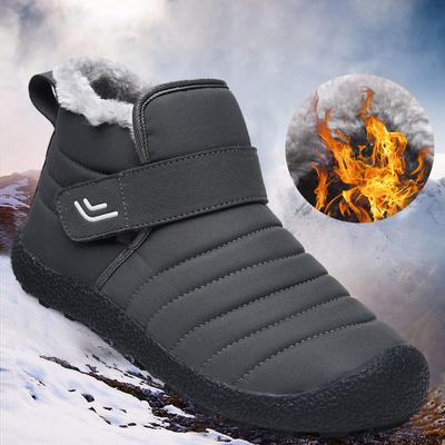 Bottes de neige d'hiver pour hommes Chaussures de sport chaudes et décontractées Noir Scratch Bottines en peluche courte Chaussures en coton à semelle épaisse de haute qualité