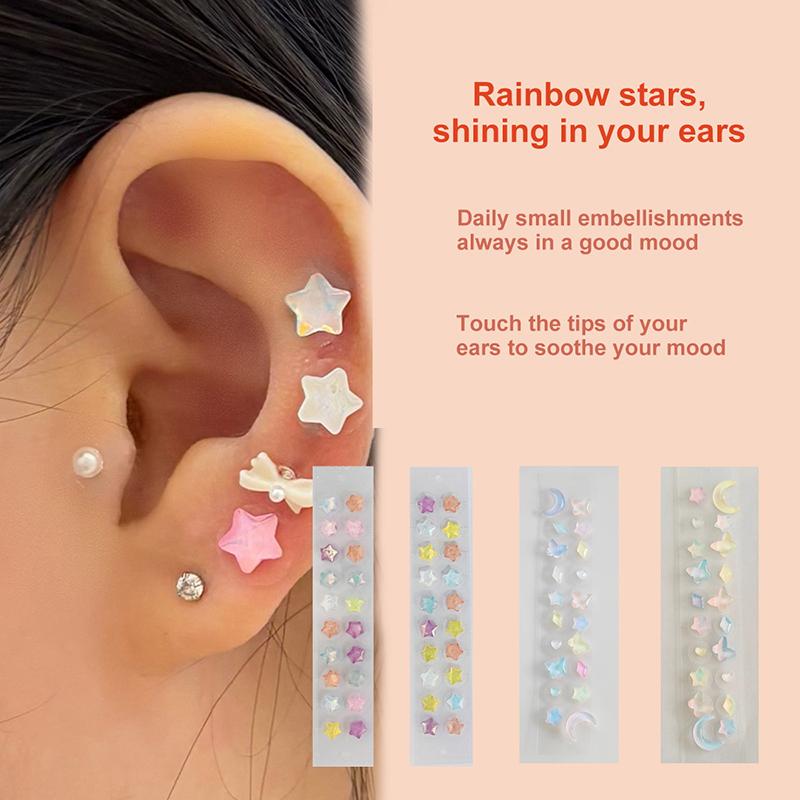 20 Patches Heart Butterfly Bow Rhinestone Ear Point Stickers Ear Pressure Stick Acupuncture Magnetic Beads Auricular Ear Sticker
