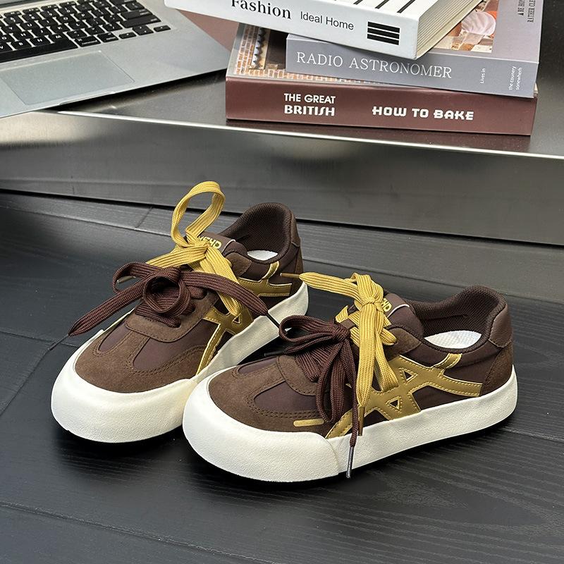 

66 pairs of shoelaces autumn low-top thick baseplate shoes women s new retro fashion women s shoes 35 золотисто-коричневый