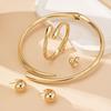 European and American Trend Water Drop Design Collar Bracelet Stud Earrings Ring Set Retro Simple and Elegant Jewelry