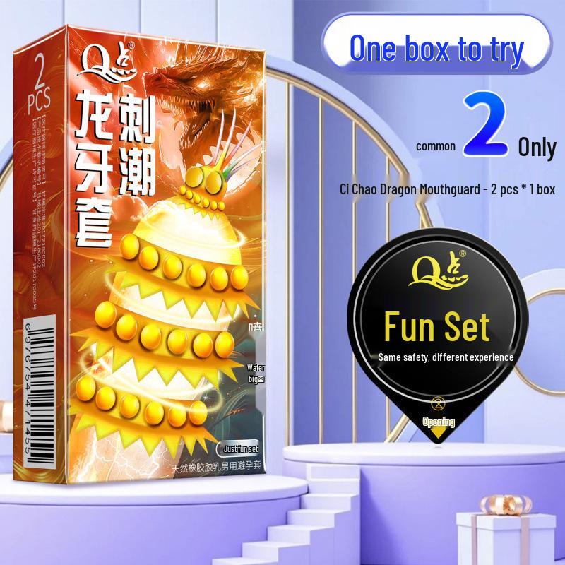 Q Point Thorn Set: Erotic Couples' Condoms with Large Particles, 2pcs/pack