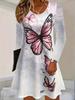 Sommer mote for kvinner Butterfly Print Kjole Rundhalset Uformell kjole Løs kjole Dameklær